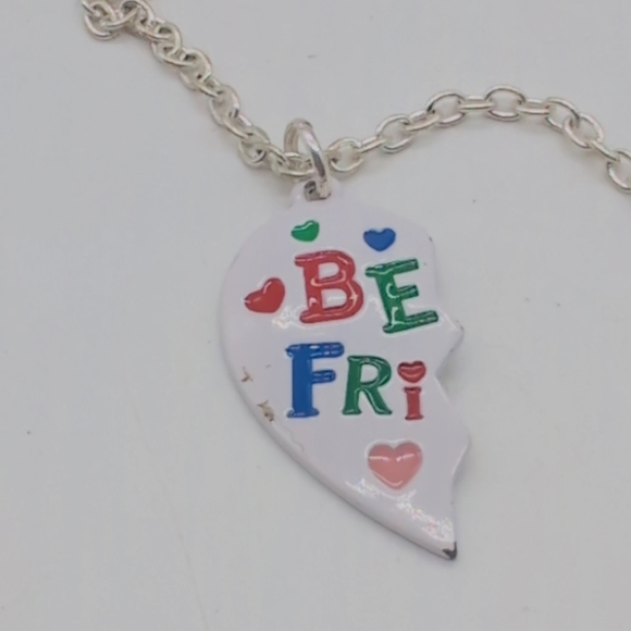 Colorful Best Friends Half Friendship Pendant Necklace 18in - Picture 3 of 5